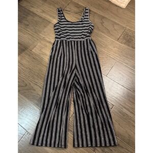 Sugarhigh Striped Jumpsuit Women's Size‎ S Sleeveless Wide Leg Black White